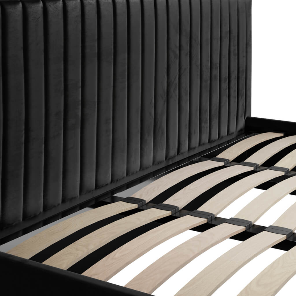 Berlin Black Velvet Ottoman Super King Size Bed